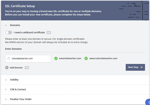 Create ZeroSSL Certificate