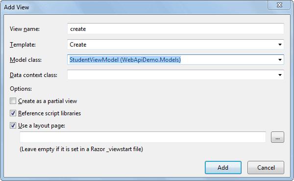 Add View in ASP.NET MVC