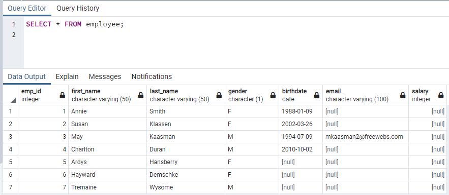 Primary Key Constraint
