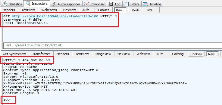 Web API Response in Fiddler